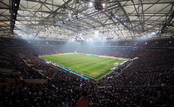 GELSENKIRCHEN, GERMANY - APRIL 03:  A general view of the Veltins Arena during the Bundesliga match between FC Schalke 04 ...
