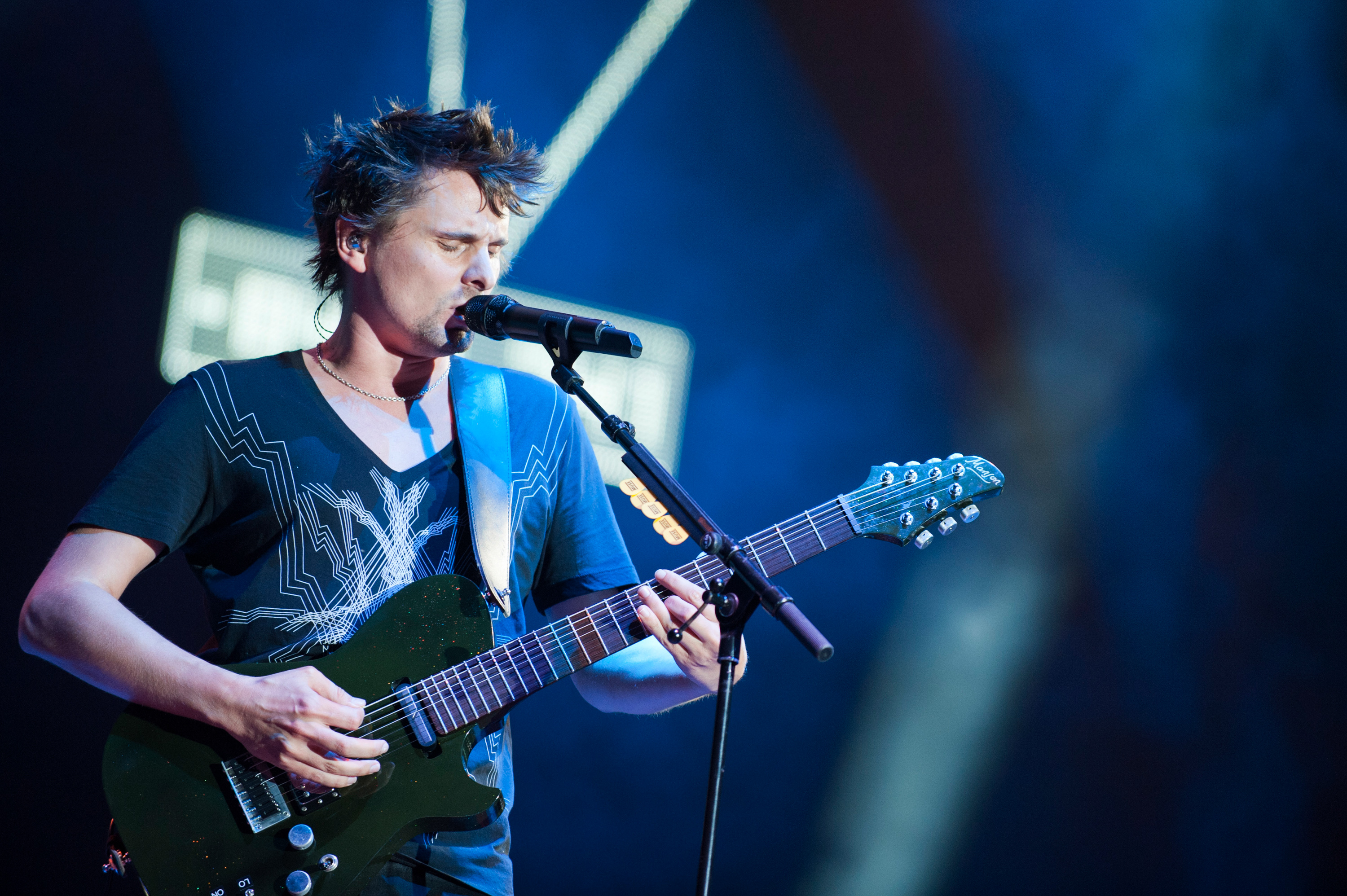AUSTIN, TX - OCTOBER 04: Matthew Bellamy of Muse performs on stage on Day 1 of Austin City Limits Festival at Zilker Park ...