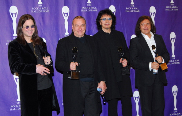 Ozzy Osbourne, Bill Ward, Tony Iommi and Geezer Butler of Black Sabbath, inductees (Photo by Michael Loccisano/FilmMagic)