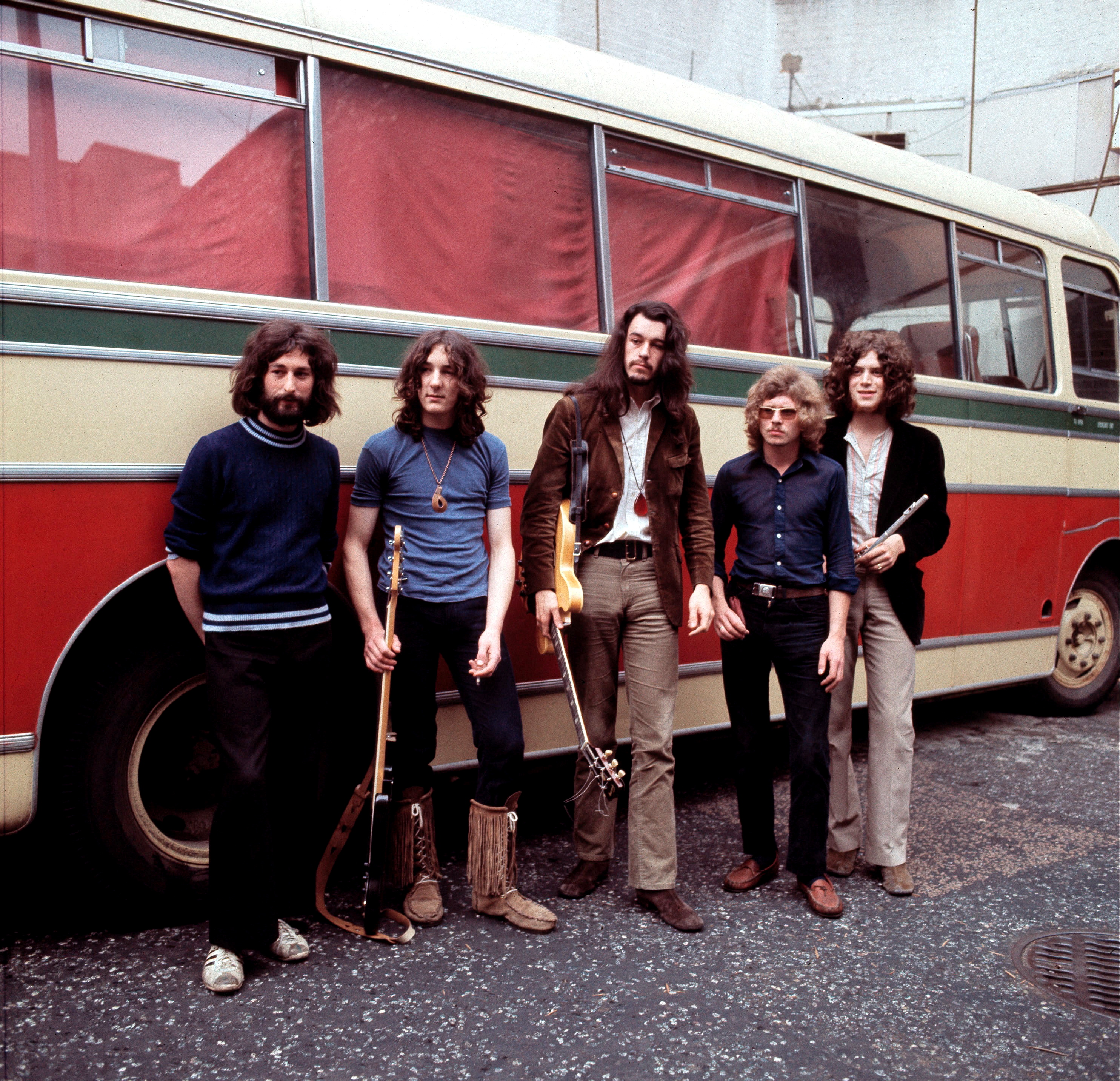 Supertramp, group portrait, UK, July 1970, L-R Rick Davies, Roger Hodgson, Richard Palmer-James, Robert Millar, Dave Winth...