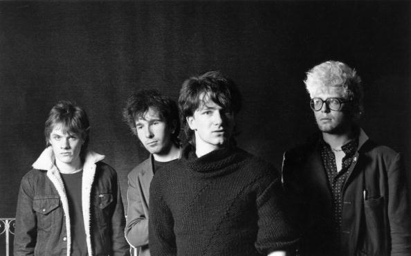UNITED STATES - MARCH 07:  Photo of U2; L-R: Larry Mullen Jnr, The Edge, Bono, Adam Clayton - posed, studio, group shot  (...