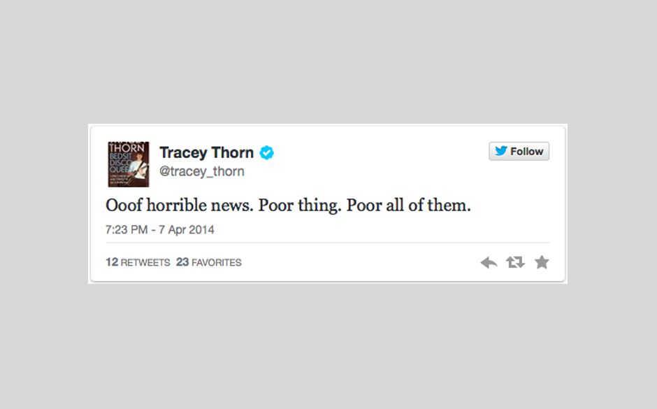 Tracey Thorn ist schockiert über diese "entsetzlichen Neuigkeiten"