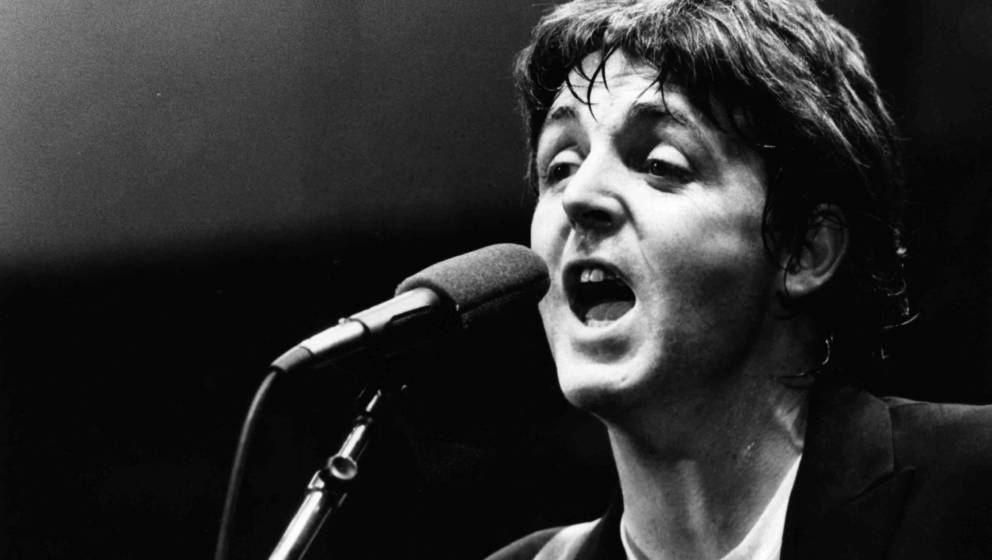 Paul McCartney, singer-songwriter with Wings and former Beatle, in concert.    (Photo by Evening Standard/Getty Images)