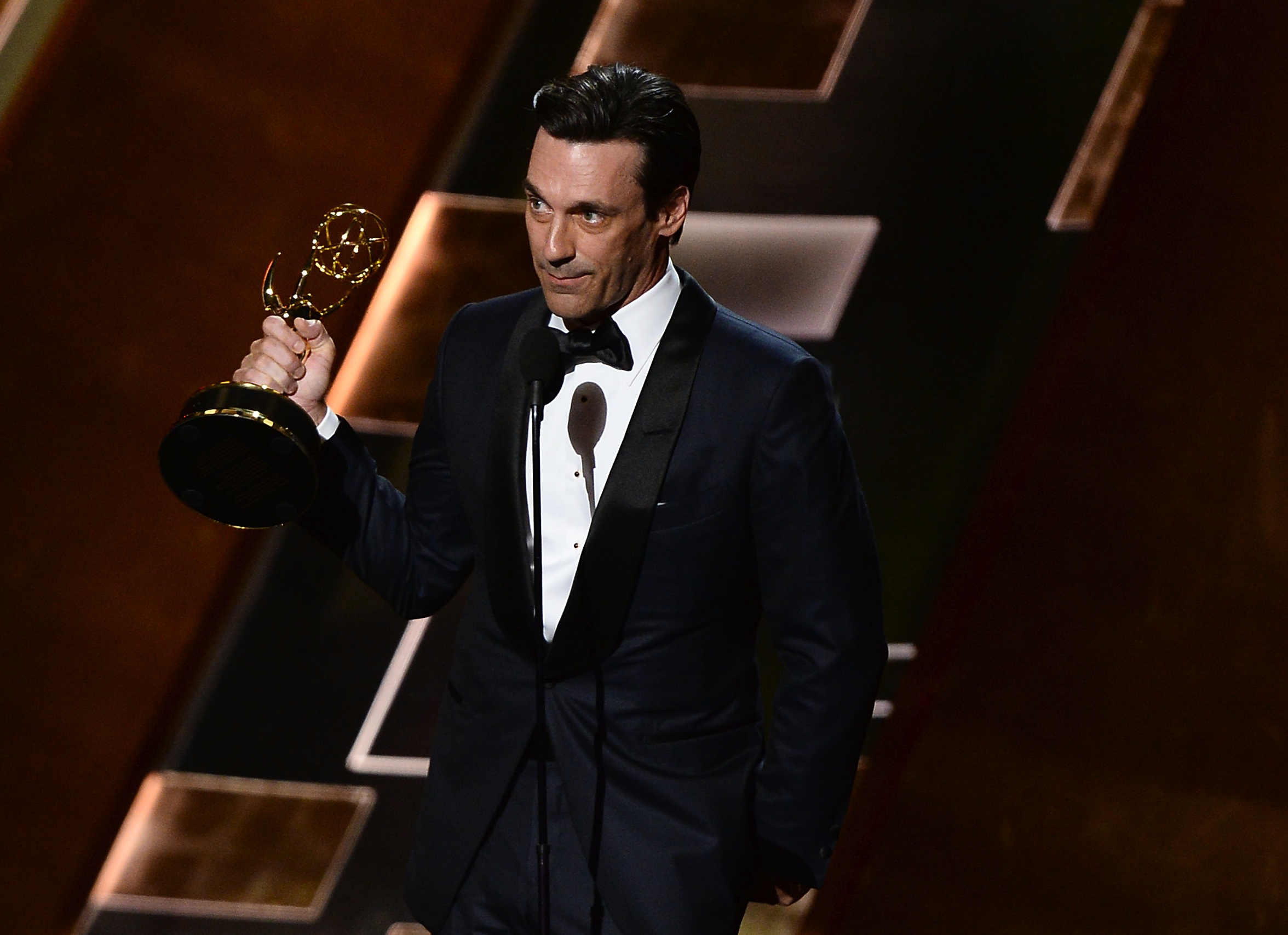 Image #: 39557467    Actor Jon Hamm accepts the award for Outstanding Lead Actor in a Drama Series for 'Mad Men' onstage d...