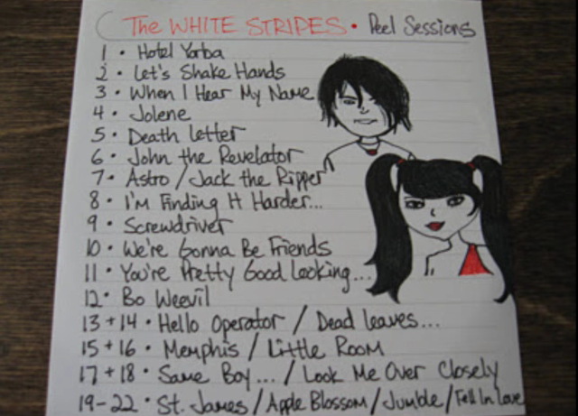 Setlist einer der berühmten „Peel Sessions“ der White Stripes