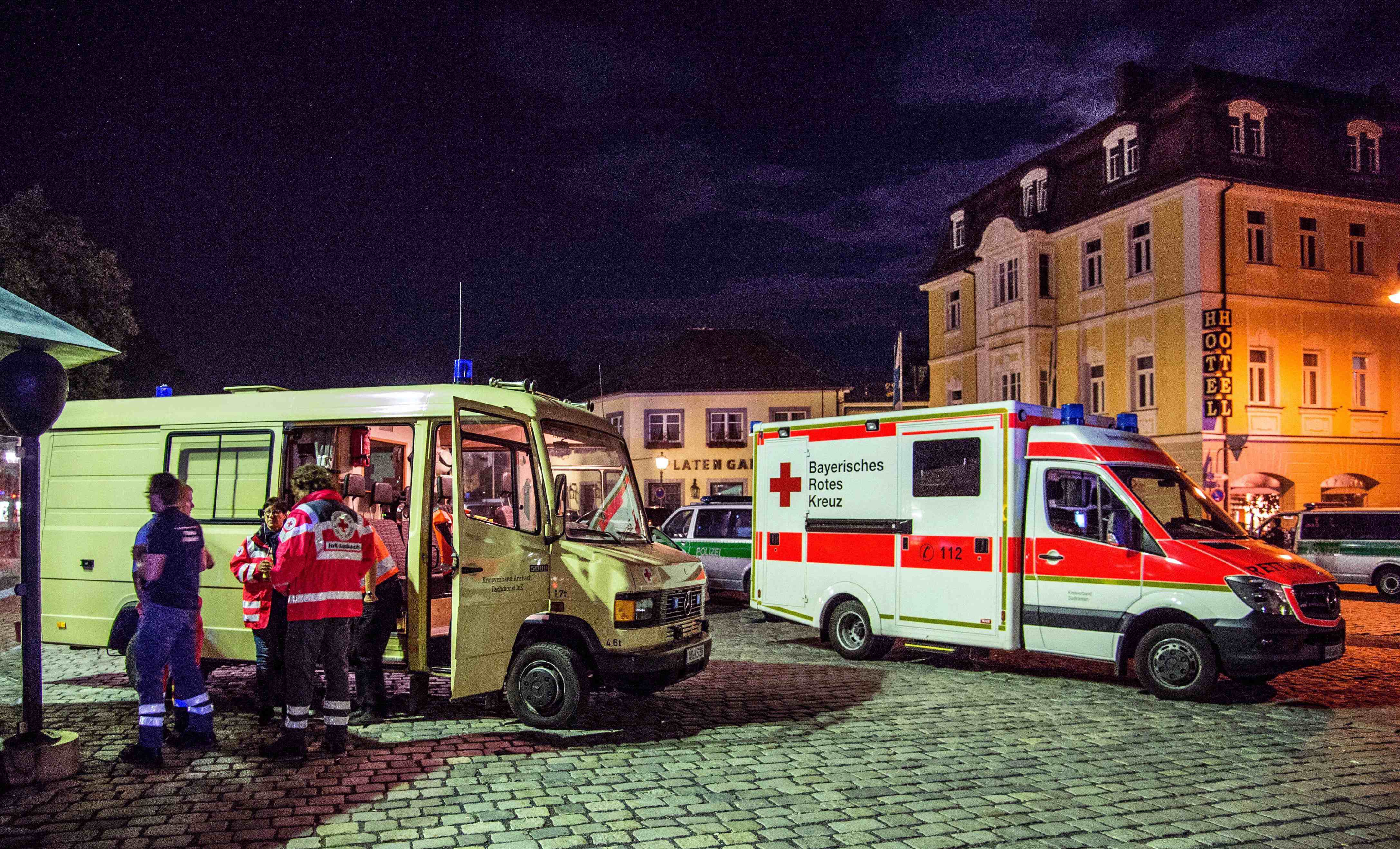 Rettungsdienste beim Einsatz in Ansbach