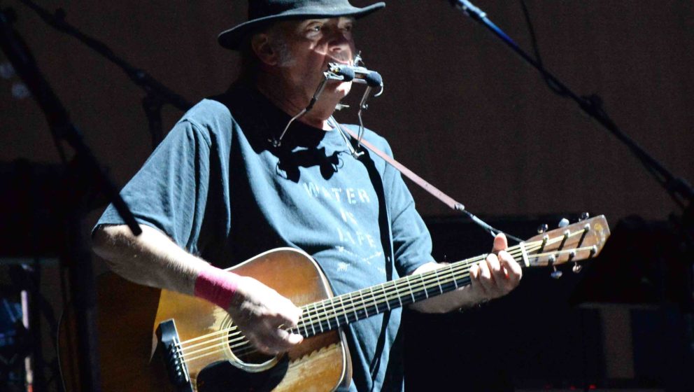 INDIO, CA - OCTOBER 08:  Musician Neil Young performs onstage during Desert Trip at The Empire Polo Club on October 8, 2016 i