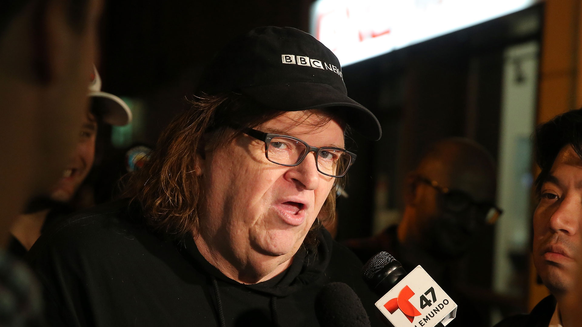 Michael Moore bei der Premiere seines Films „TrumpLand“ in New York.