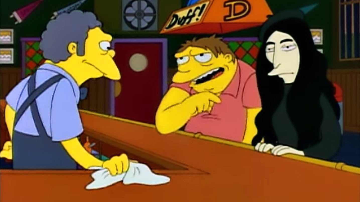 Yoko Ono mit Barney und Moe aus „Die Simpsons“