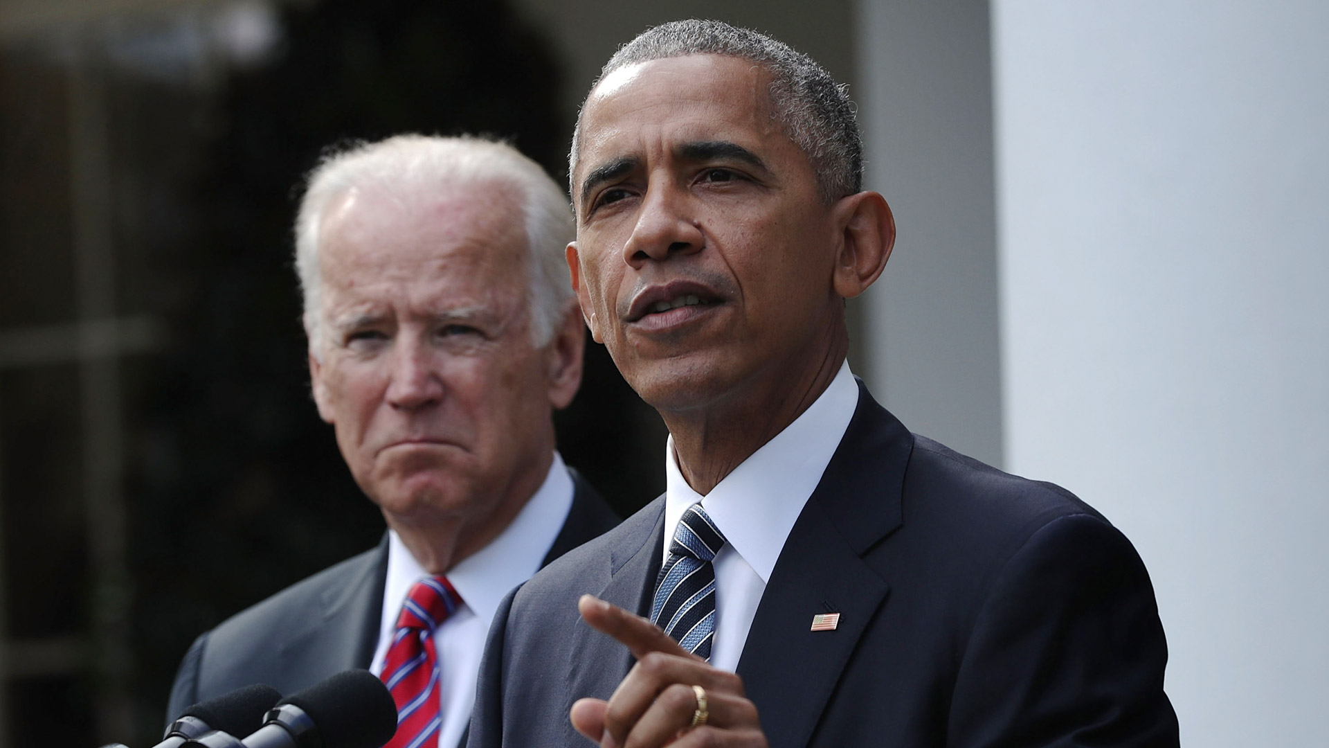 Präsident Barack Obama bei seiner Rede an die Nation. Im Hintergrund: Vize-Präsident Joseph Biden