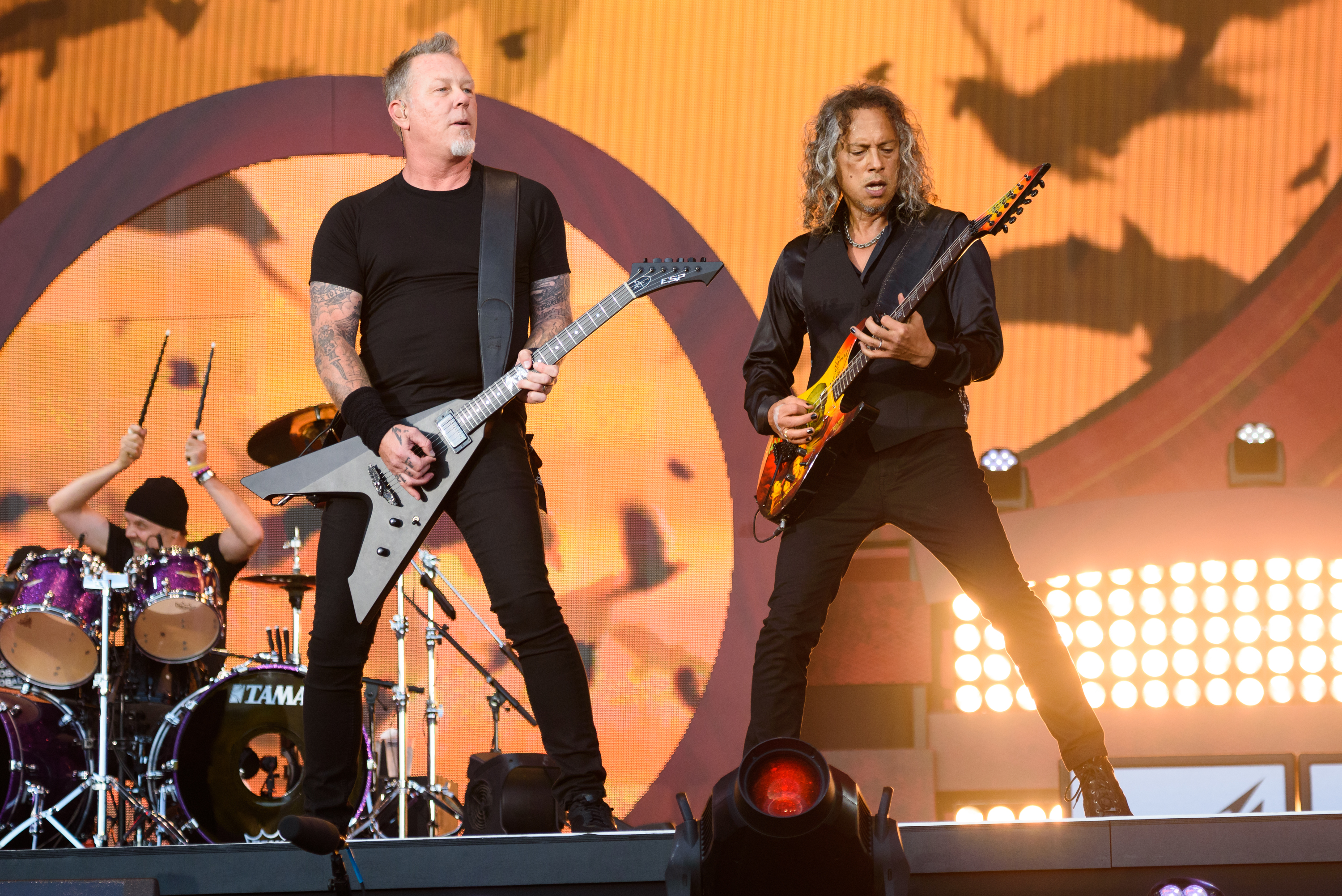 James Hetfield (l.) und Kirk Hammett von Metallica auf dem Global Citizen Festival im September 2016 in New York