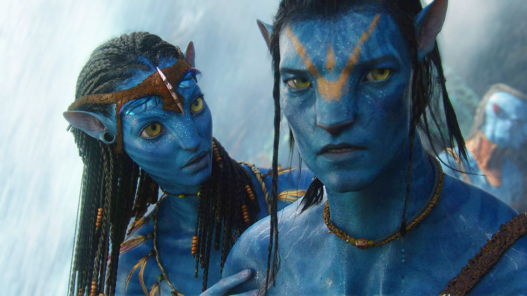Jake und Neytiri in einer Szene aus „Avatar“