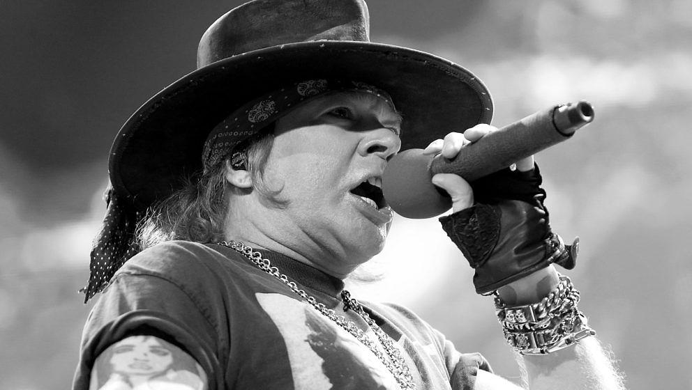 WASHINGTON, DC - SEPTEMBER 17:  (EDITORS NOTE: This image was converted to black and white using digital filters) Axl Rose of