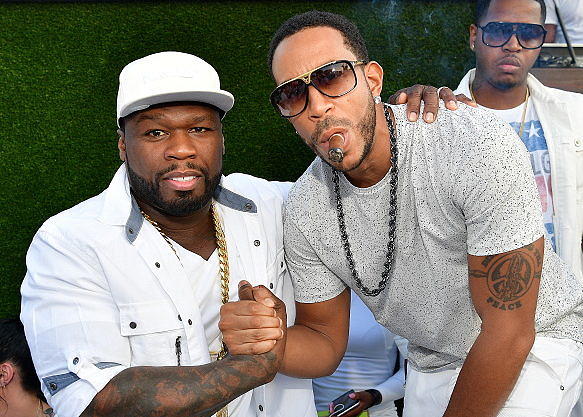 50 Cent (links) gemeinsam mit Rapper Ludacris beim „LudaDay Weekend“.