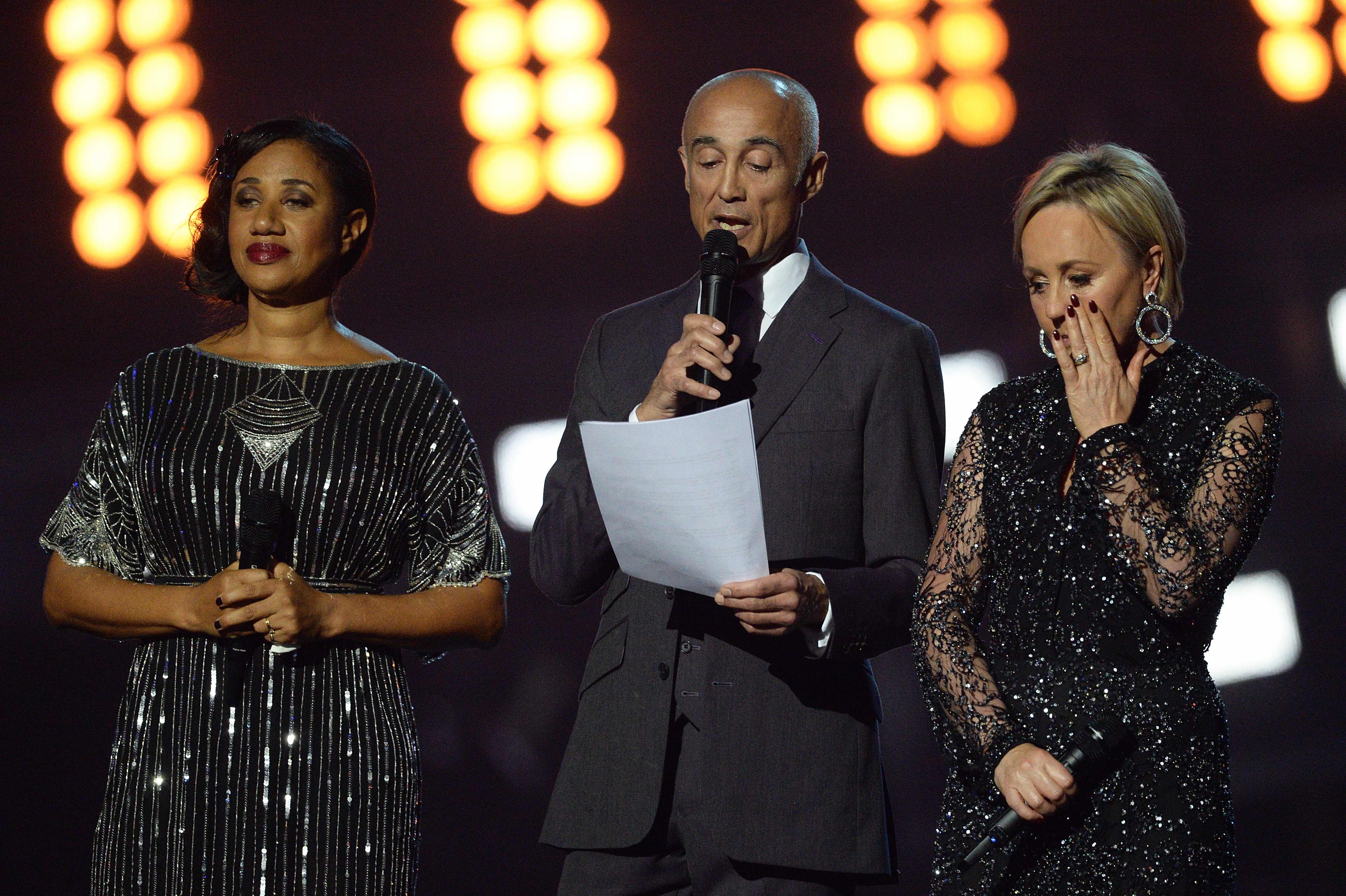 Helen "Pepsi" DeMacque, Andrew Ridgeley und Shirlie Holliman bei den Brit Awards 2017