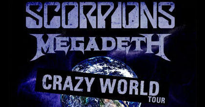 Tourplakat für die „Crazy World“-Tournee der Scorpions und Megadeth