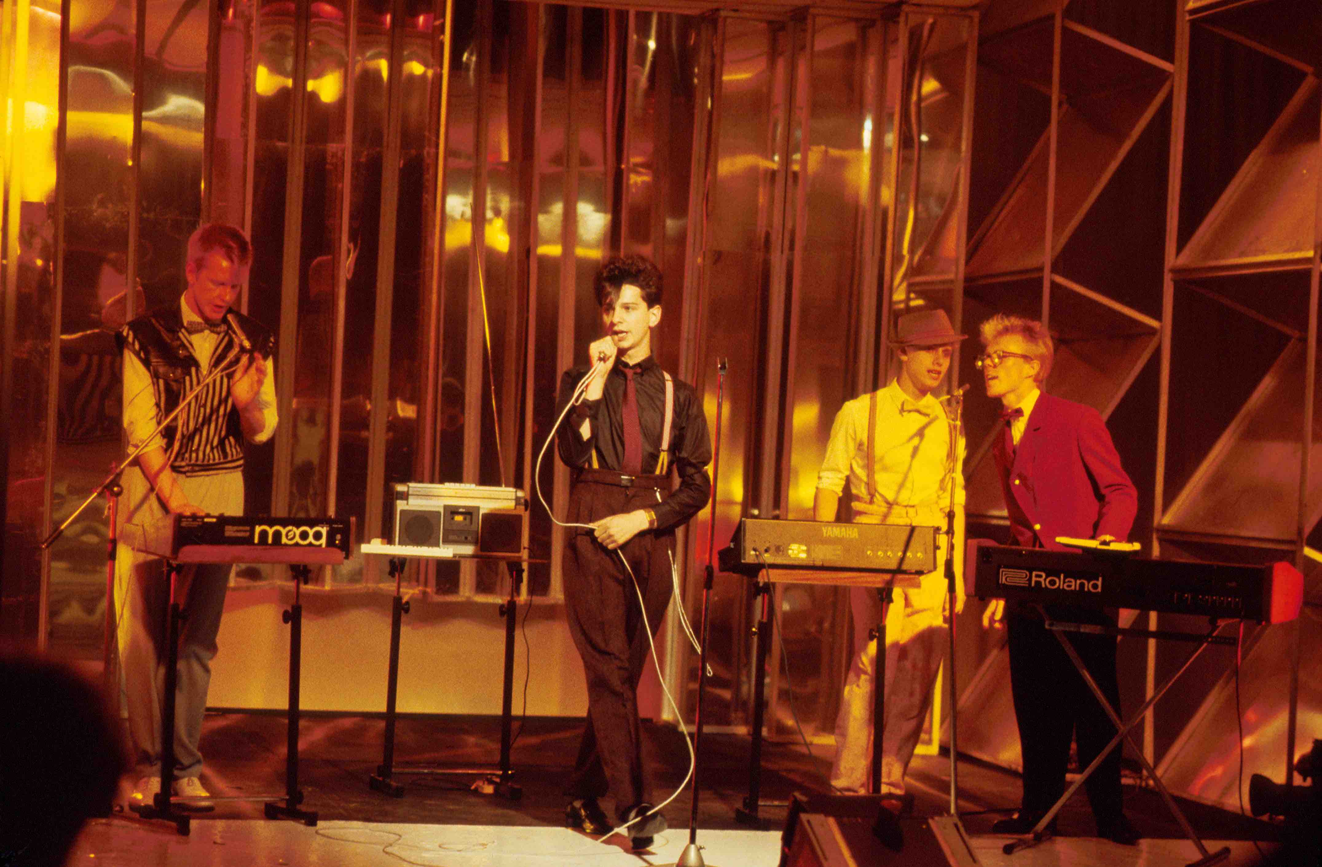 Top The Pops, 1981, L-R Andrew Fletcher, Dave Gahan, Martin Gore, Vince Clarke.