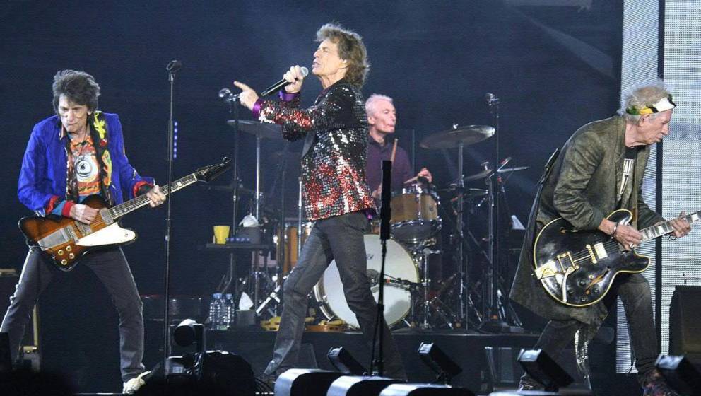 Ronnie Wood, Mick Jagger, Charlie Watts und Keith Richards on Fire