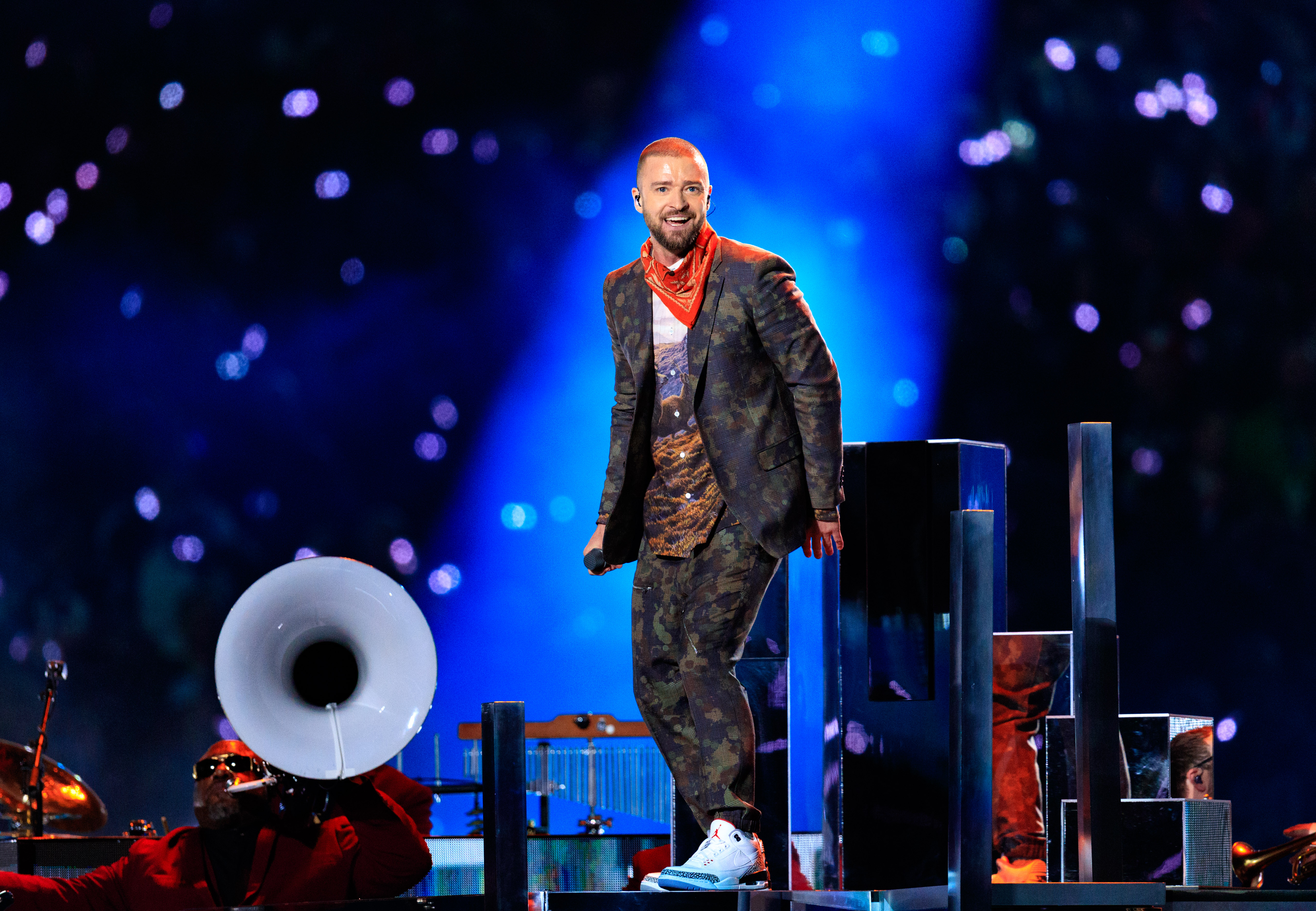 Justin Timberlake bei seinem Auftritt während der Halbzeit-Show des Super Bowl