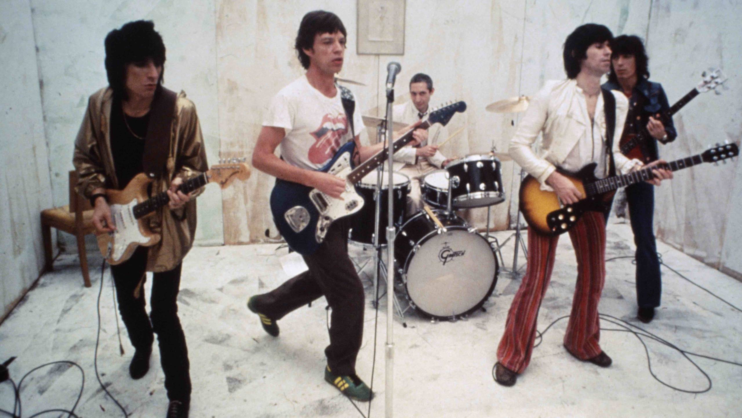 Die Rolling Stones bei den Aufnahmen für ihr Musikvideo zu 'Respectable', 1978