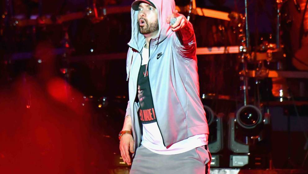 MANCHESTER, TN - JUNE 09:  Eminem performs on What Stage during day 3 of the 2018 Bonnaroo Arts And Music Festival on June 9,