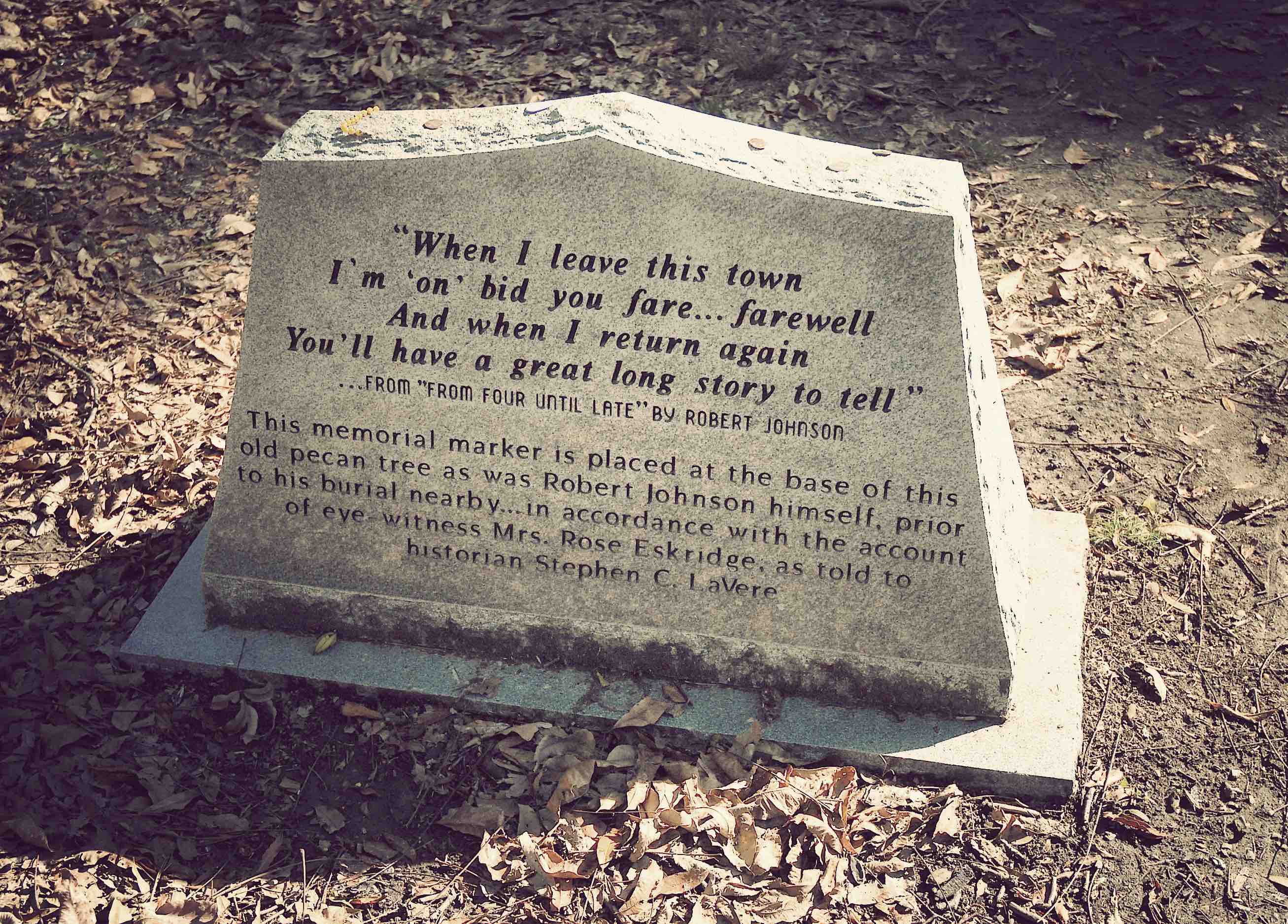 BAPTIST TOWN, UNITED STATES - SEPTEMBER 30: A memorial stone for legendary blues musician Robert Johnson. During a shoot f...
