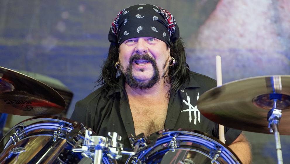 WANTAGH, NY - JULY 26:  Drummer Vinnie Paul of the band Hell Yeah performs during the 2015 Rockstar Energy Drink Mayhem Festi