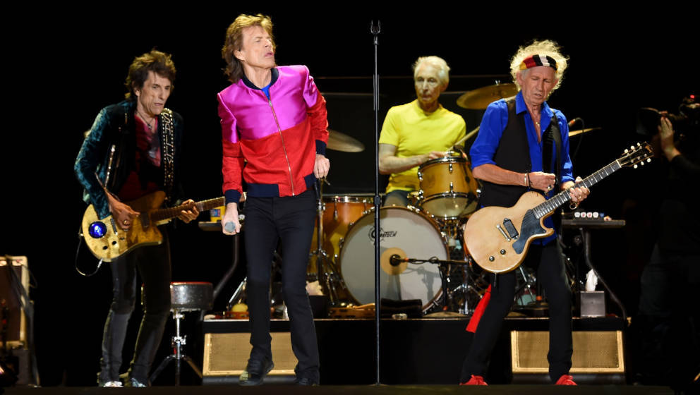 INDIO, CA - OCTOBER 14:  (L-R) Musician Ronnie Wood, singer Mick Jagger, musicians Charlie Watts and Keith Richards of The Ro