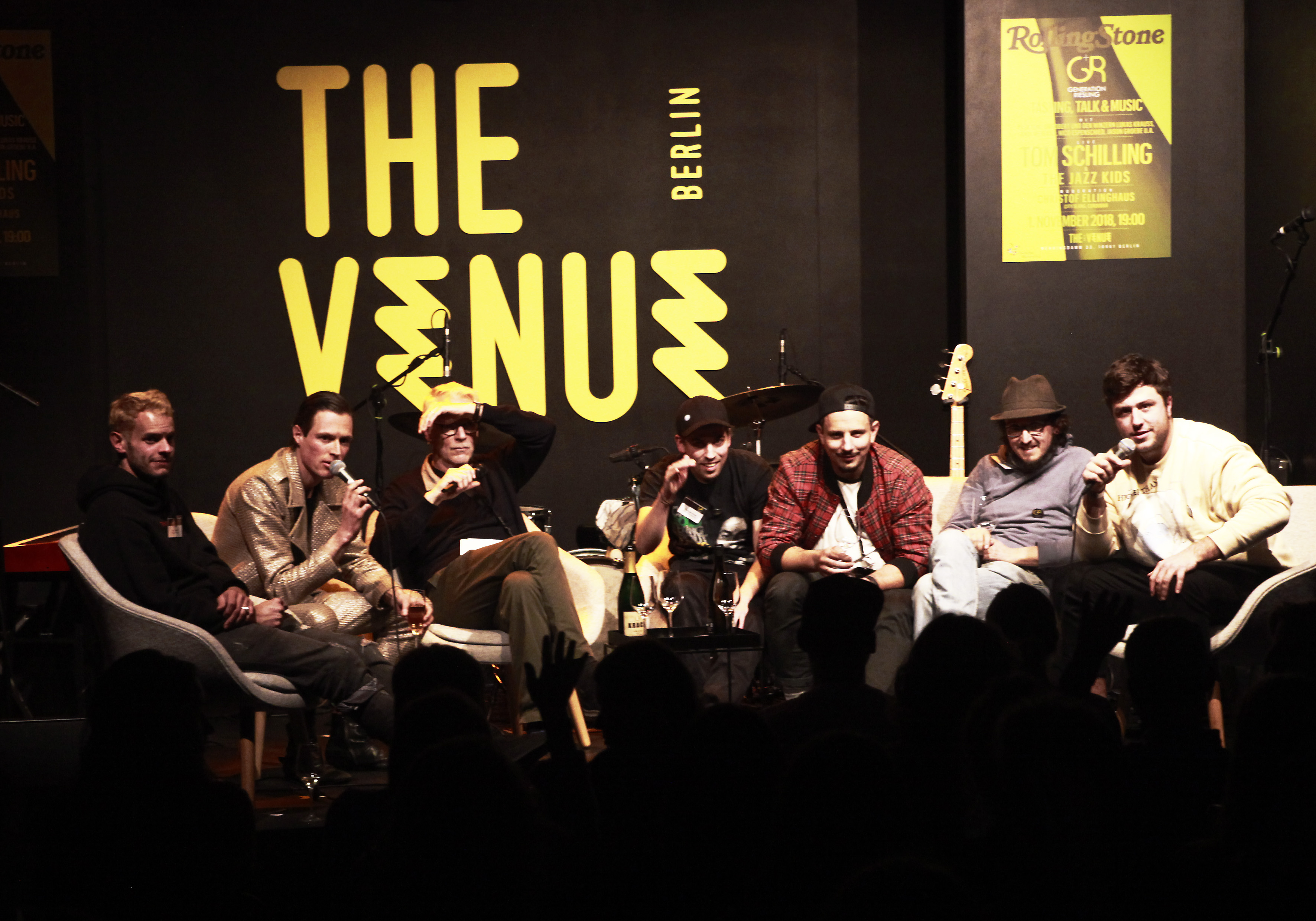 Generation Riesling im The Venue Berlin. Von links nach rechts:  Jason Groebe, Dagobert, Christof Ellinghaus, Nico Espensc...