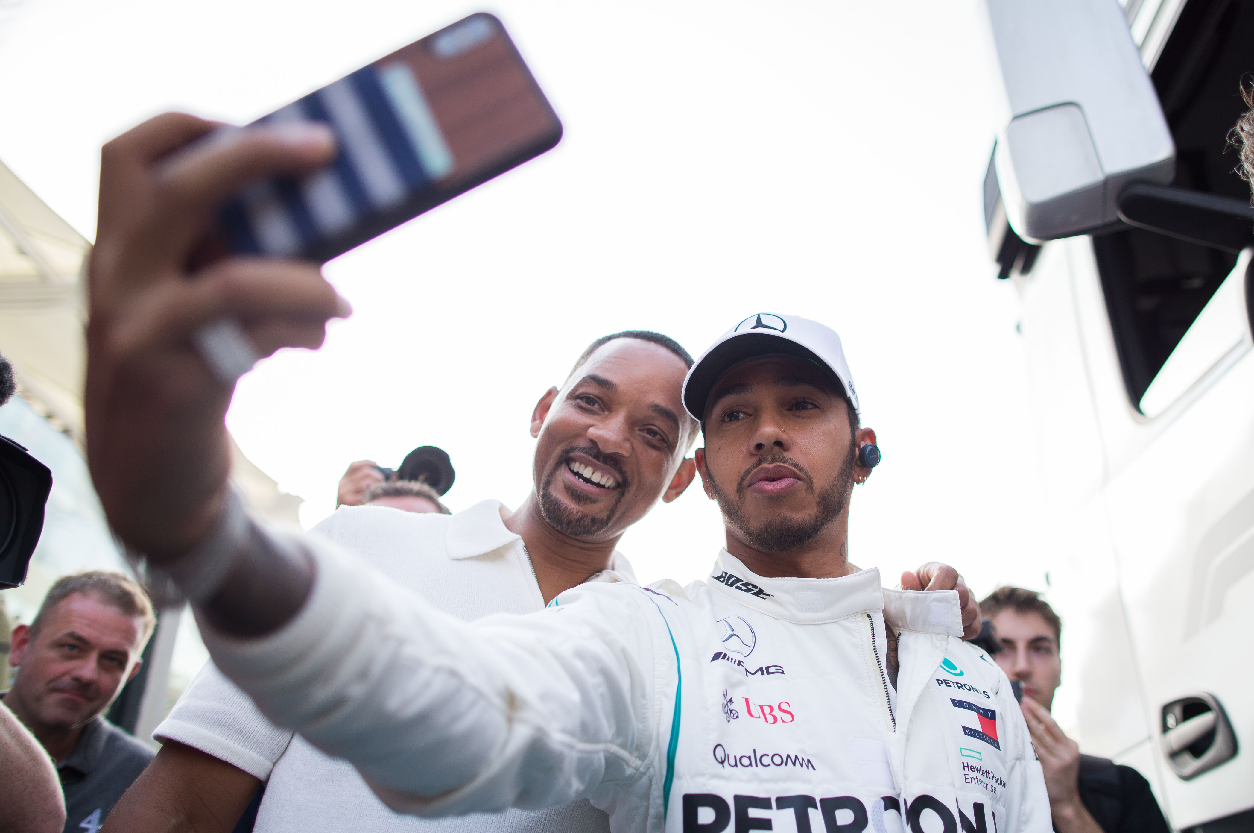 Am Ende reichte es doch nur für ein selfie: Will Smith und Lewis Hamilton