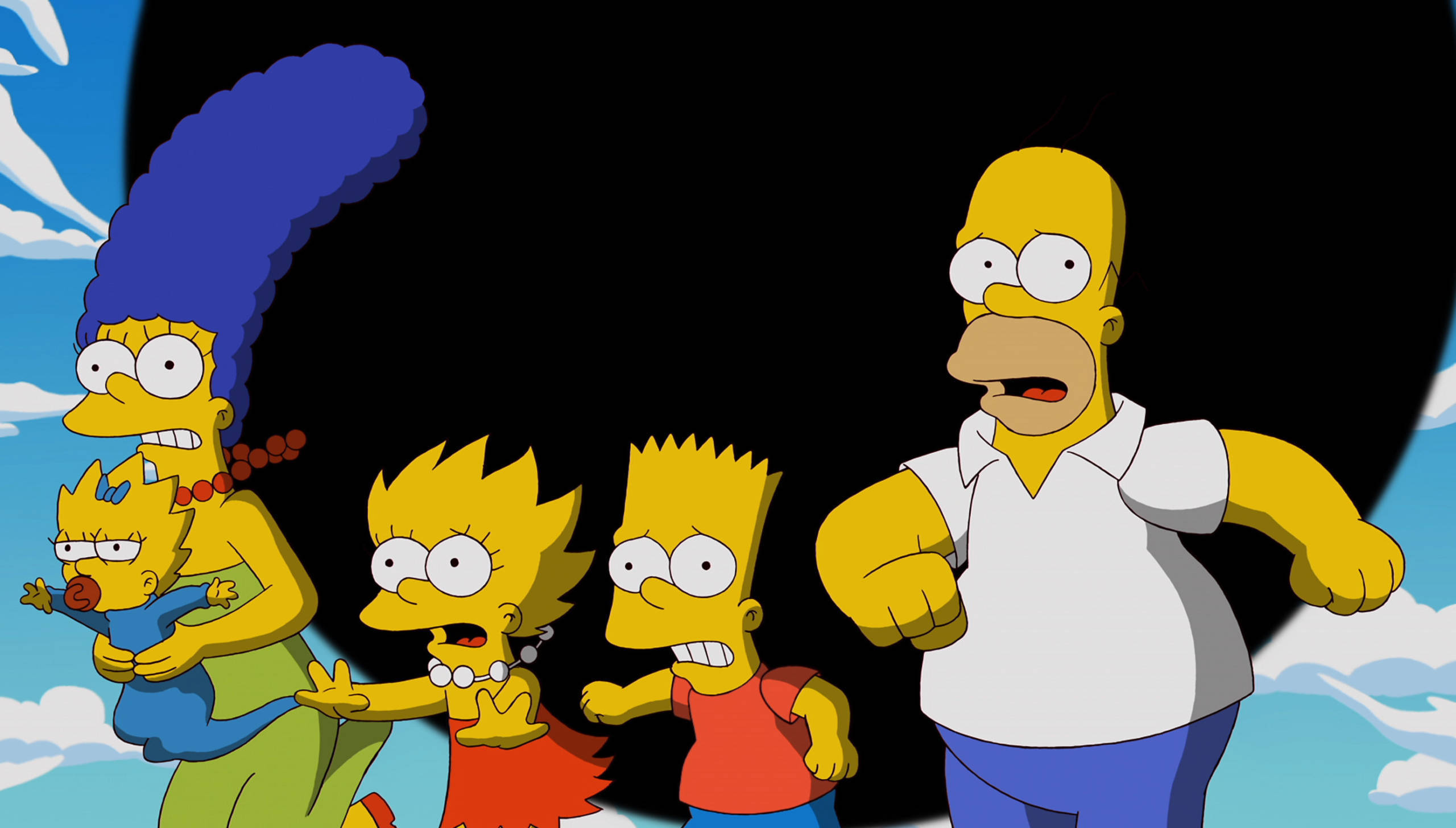 Ein Bild, das symbolischer nicht sein könnte: Die Simpsons flüchten vor einem schwarzen Loch
