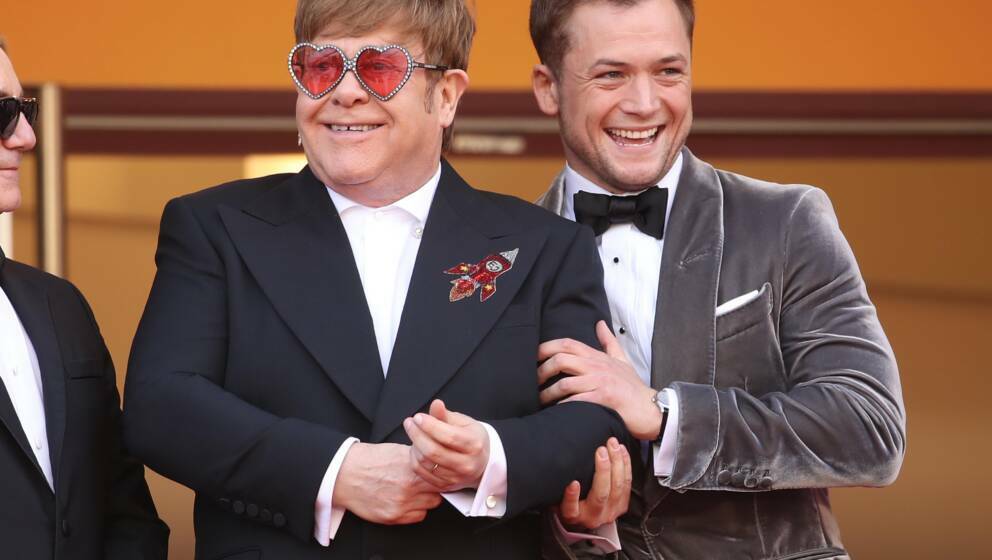 CANNES, FRANCE - MAY 16:  Sir Elton John and Taron Egerton attends the screening of 'Rocketman' during the 72nd annual Cannes