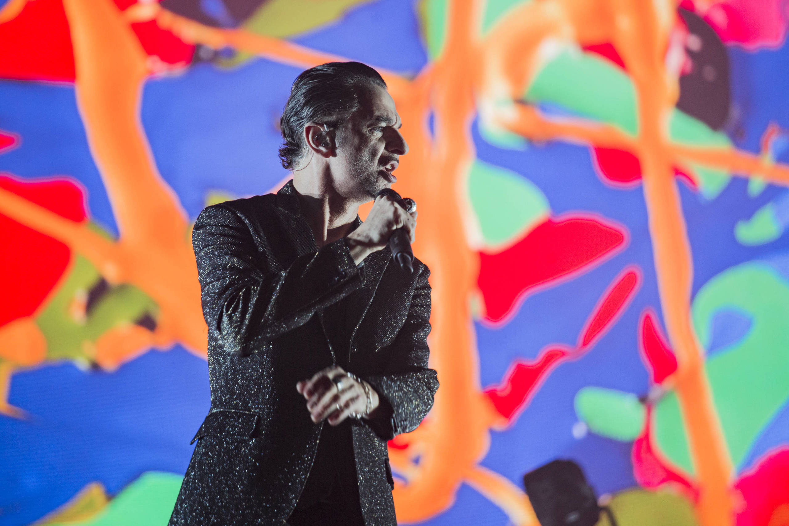 Dave Gahan von Depeche Mode im Juli in Lissabon, Portugal.