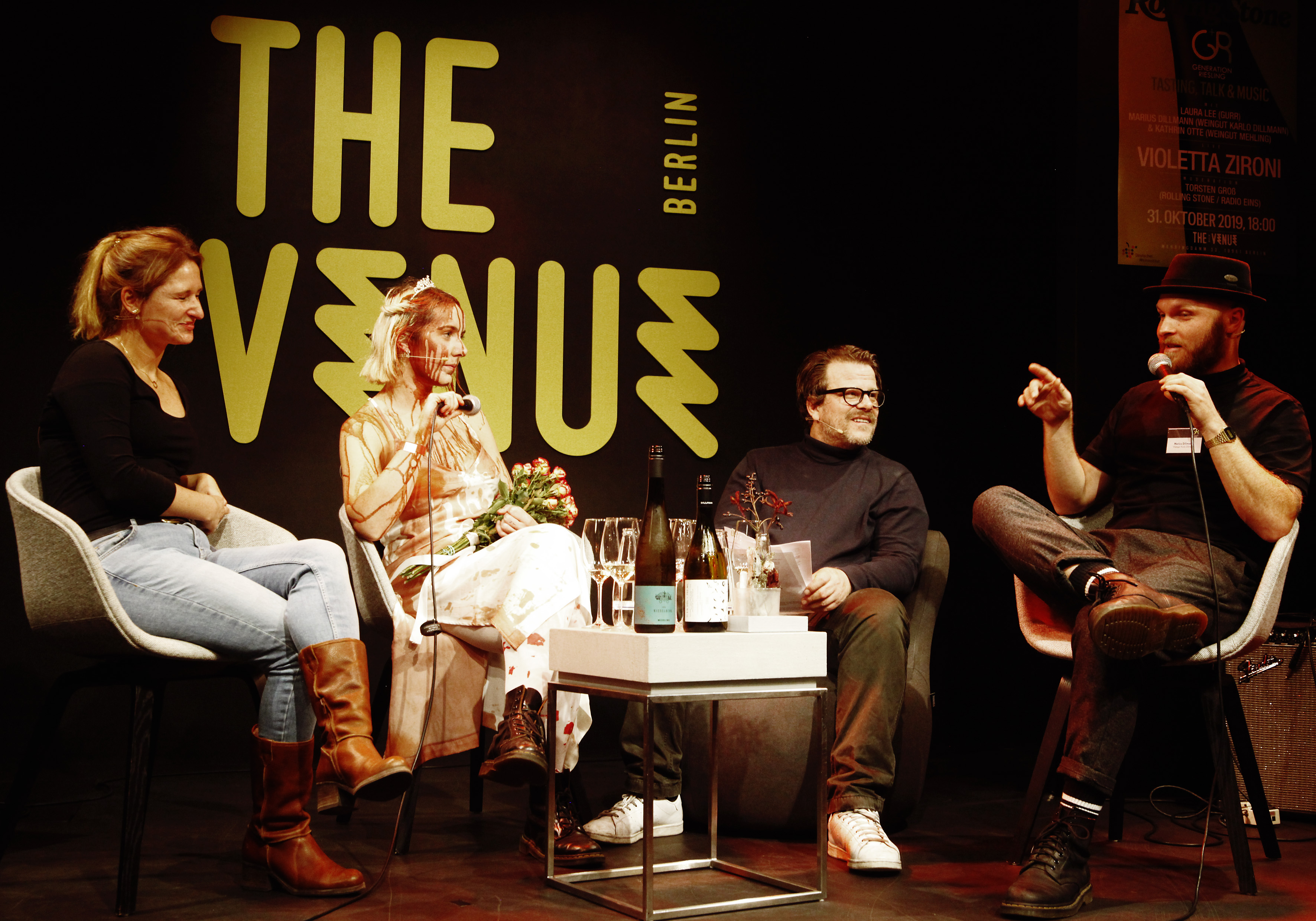 ROLLING STONE und Generation Riesling: TASTING, TALK & MUSIC im Venue Berlin. V. li. n. re.: Kathrin Otto (Weingut Mehling...