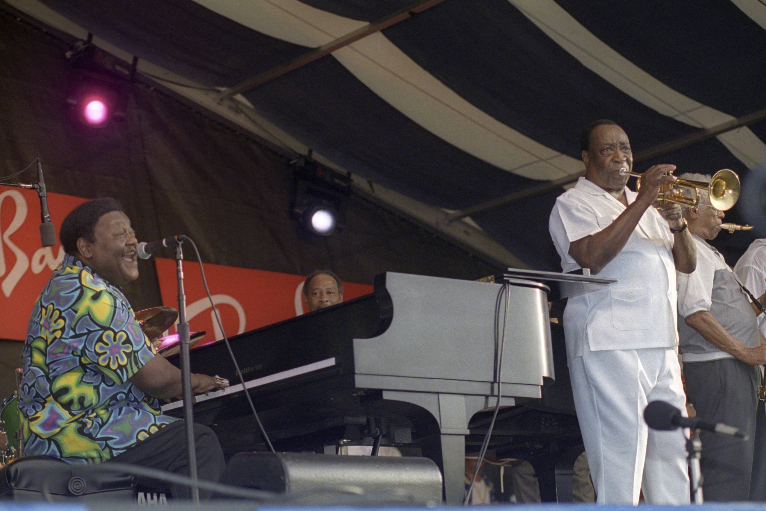 NEW ORLEANS, UNITED STATES - APRIL 25: (L-R) Fats Domino and Dave Bartholomew perform at the New Orleans Jazz & Heritage F...