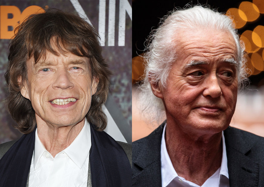 Mick Jagger und Jimmy Page haben keinen richtigen Plan mehr, wo sie „Scarlet“ aufgenommen haben.