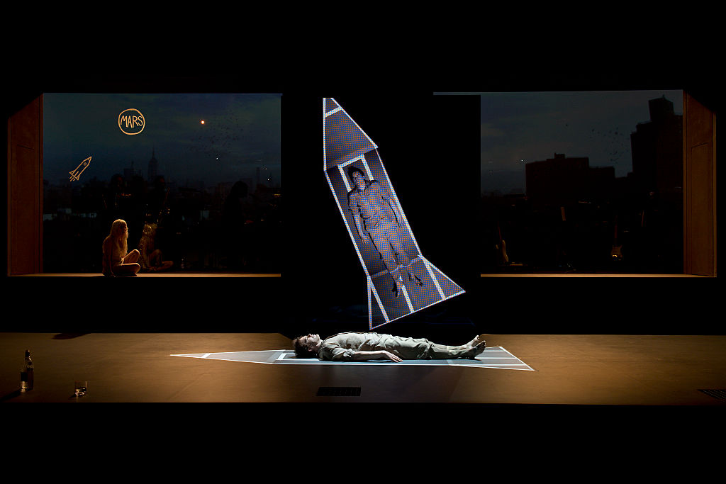 Michael C. Hall and Sophia Anne Caruso perform in the David Bowie created stage show Lazarus during a press preview in Lon...