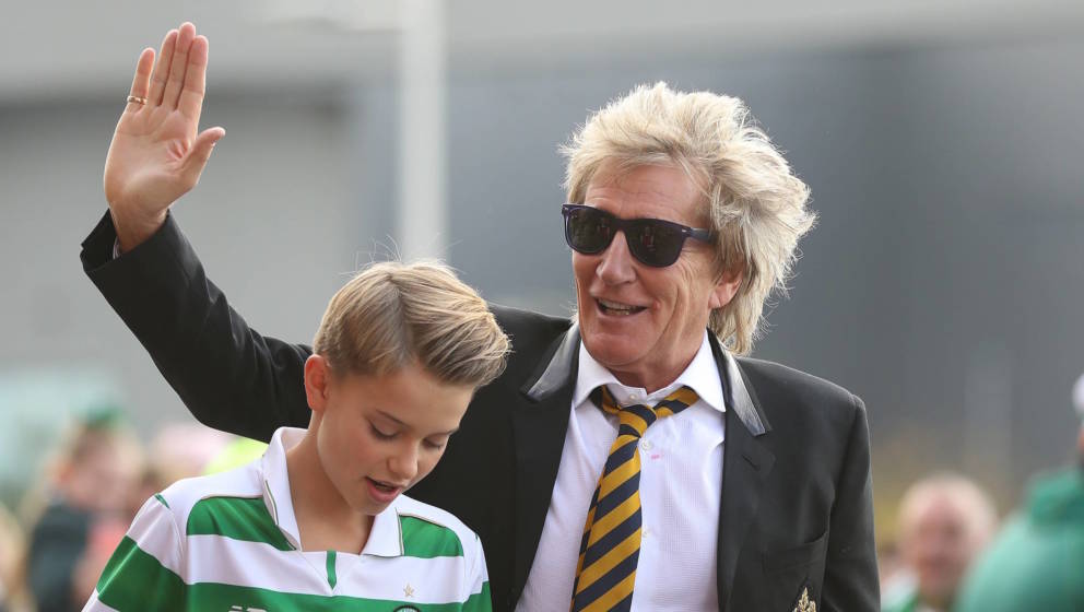 Rod Stewart und sein Sohn Alastair bei einem Spiel des Lieblingsclubs Celtic Glasgow