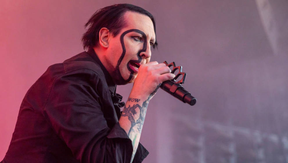 CLARKSTON, MI - JULY 11:  Marilyn Manson performs during the Twins Of Evil - The Second Coming Tour Opener at DTE Energy Musi
