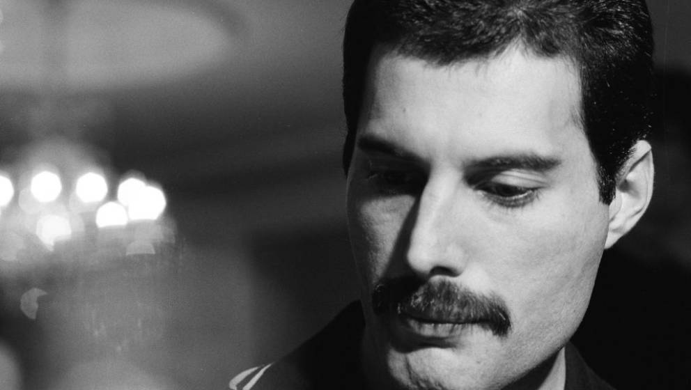 Freddie Mercury of Queen, interview and photo session for 'Music Life' magazine, on the band's Hot Space Japan tour at a hote