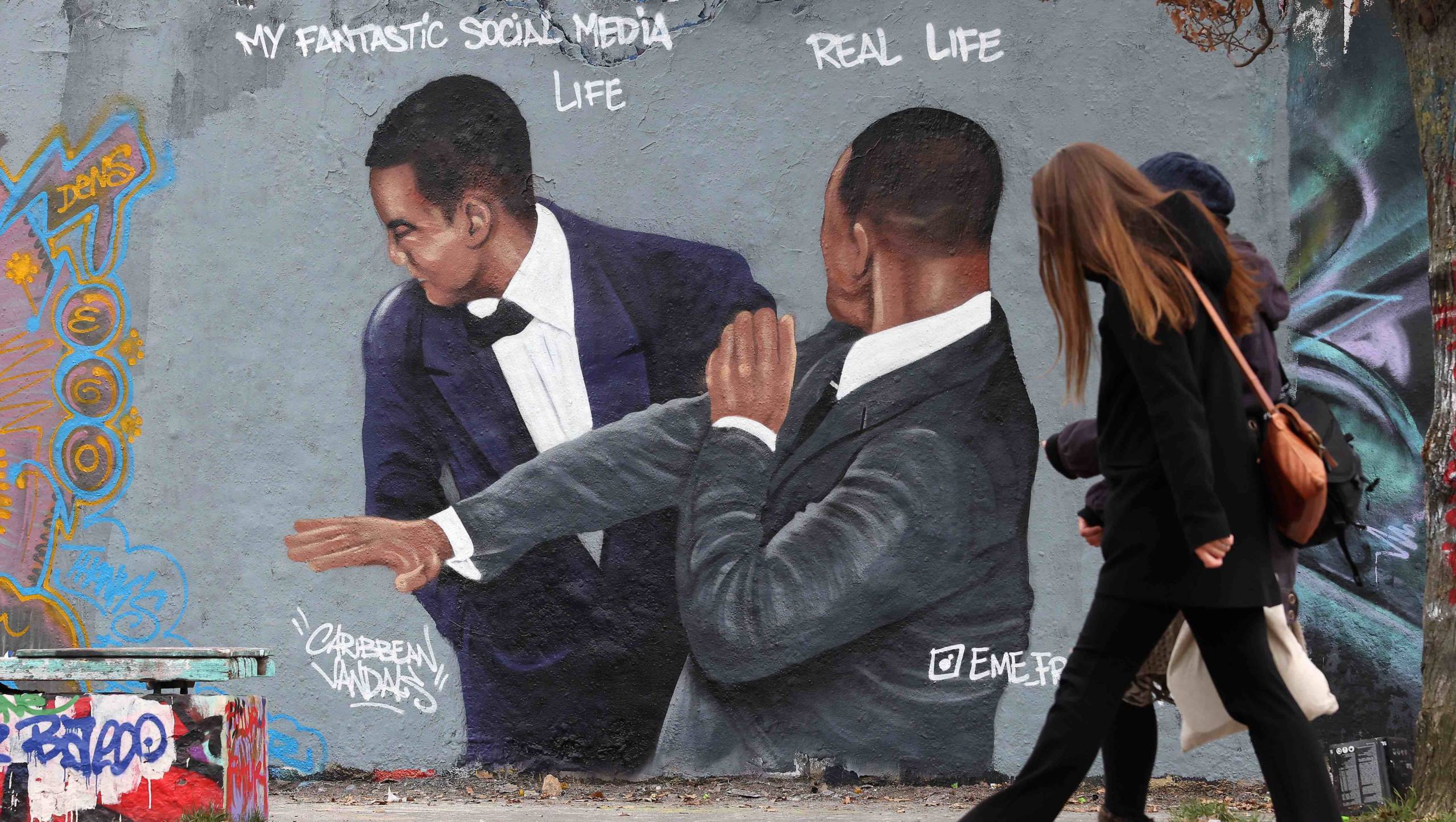 Die Oscar-Ohrfeige als Wandkunstwerk - ein sozialkritischer Kommentar?