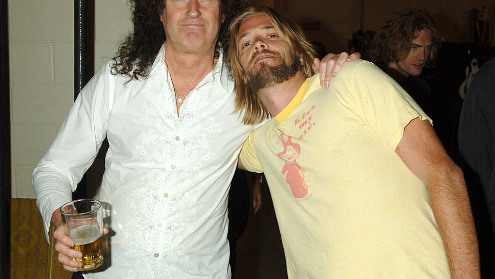 Brian May of Queen and Taylor Hawkins of the Foo Fighters (Photo by Jeff Kravitz/FilmMagic, Inc)