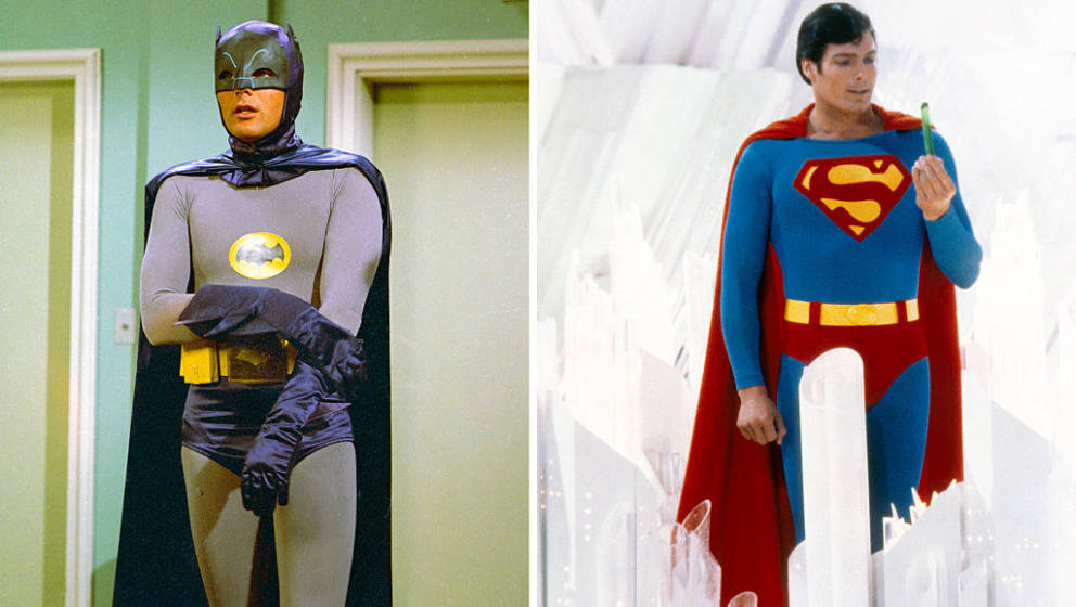 (FILE PHOTO) In this composite image a comparison has been made between Adam West as Batman (L) and Christopher Reeve as Supe