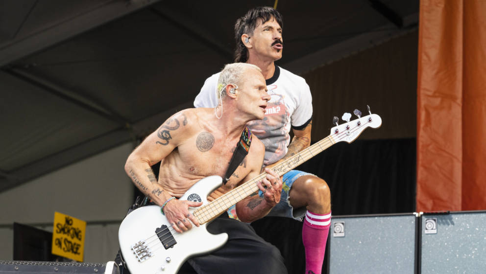 Flea and Anthony Kiedis von den Red Hot Chili Peppers 2022 in New Orleans.