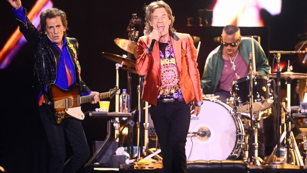 Mick Jagger (C) und Ronnie Wood (L), Rolling Stones