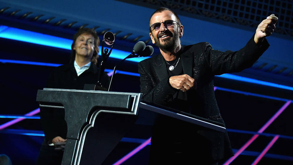 CLEVELAND, OH - APRIL 18:  Inductee Ringo Starr speaks onstage during the 30th Annual Rock And Roll Hall Of Fame Induction Ce
