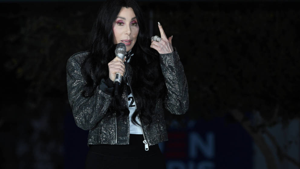 LAS VEGAS, NEVADA - OCTOBER 24:  Singer/actress Cher campaigns for Joe Biden and Kamala Harris at an early vote rally at a re
