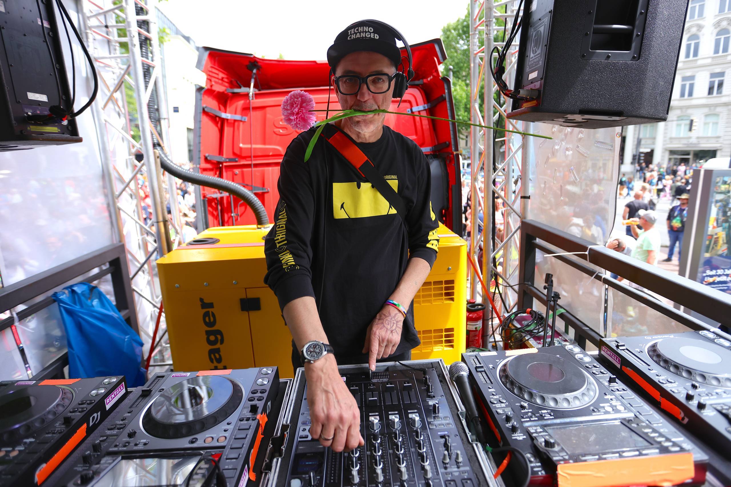 BERLIN, GERMANY - JULY 09: Love Parade organizer Matthias Roeingh a.k.a DJ Dr. Motte poses for a portrait as techno music ...