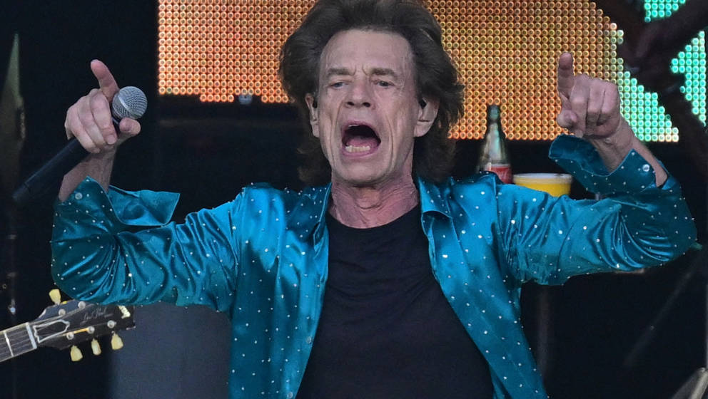 British rock band The Rolling Stones' singer Mick Jagger performs on stage during a concert as part of their 'Stones Sixty Eu