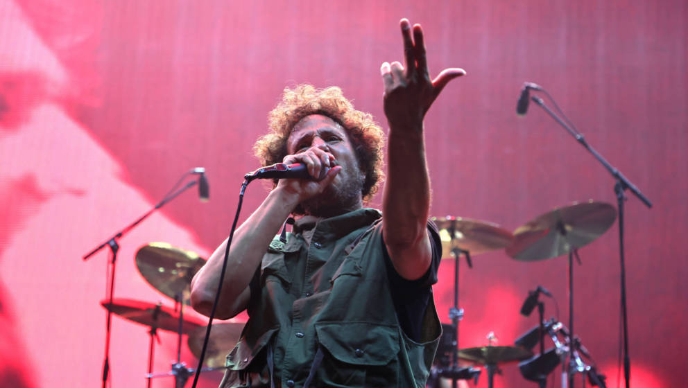 Zack de la Rocha während eines Auftrittes in New York